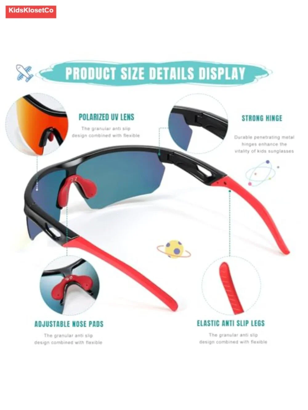 Kids Polarized Baseball Sunglasses Youth Sports UV Protection Goggles 3-12